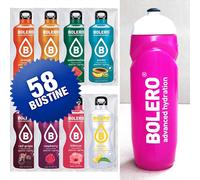 BOLERO Drinks Classic - KIT di 58 bustine da 9/8/7g - Gusti misti + borraccia