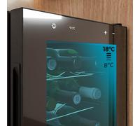 Cecotec Cantina per vino Bolero GrandSommelier 1255 CoolCrystal E, Capacità 12 Bottiglie, Ripiani in metallo, Controllo Touch, Temperatura 8-18ºC, Nero
