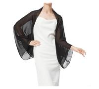 Bolero in chiffon Breathable Oversized Sleeve Shrug Solid Color Fabric Cardigan Shoulder Wrap For Sun Blocking Casual Wear per donna(Black)