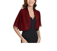 Bolero in Chiffon da Donna, A Maniche Corte, Corto, con Scollo A V, Aperto sul Davanti, Elegante Giacca con Spalle Larghe e Svolazzanti, per Abito.