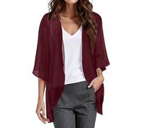 Bolero Legere - Cardigan da donna, lunga taglia grande, casual, maniche a 3/4, tinta unita, traspirante, cappotti di protezione solare per le vacanze