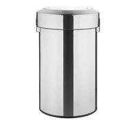 Bolero Pattumiera rotonda in acciaio spazzolato con coperchio basculante, 70 l, per cucina, ufficio, casa, HT461