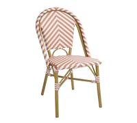 Bolero Sedia in Rattan Stile parigino Corallo, Alluminio e Vimini Sintetico