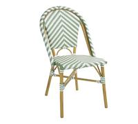 Bolero Sedia in rattan stile parigino verde chiaro, alluminio e vimini PE