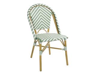 Bolero Sedia in rattan stile parigino verde chiaro, alluminio e vimini PE