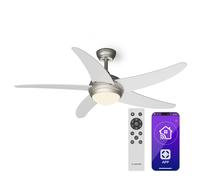 Bolero - Ventilatore a soffitto 2 in 1, 132 cm, lampada da 55W, telecomando, controllo con app, 2 sensi di rotazione
