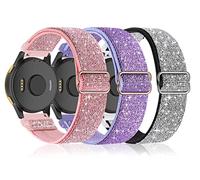 Bolesi Confezione da 3 cinturini elastici in nylon compatibili con Garmin Forerunner 55/165/245/645/570 42 mm, Vivoactive 5/6/3,20 mm, leggeri e traspiranti per Venu Sq 2/2 Plus/Venu, donne e uomini