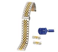 BOLEXA cinturino dell'orologio 2in1 Flat Curved End Semicircle Link Watch Strap 12 13 14 16 17 18 19 20 21 22mm Watch Band Stainless Steel Watchband (Color : Silver Gold, Size : 14mm)