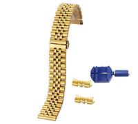 BOLEXA cinturino dell'orologio 2in1 Flat Curved End Semicircle Link Watch Strap 12 13 14 16 17 18 19 20 21 22mm Watch Band Stainless Steel Watchband (Color : Gold, Size : 17mm)