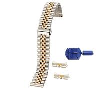 BOLEXA cinturino dell'orologio 2in1 Flat Curved End Semicircle Link Watch Strap 12 13 14 16 17 18 19 20 21 22mm Watch Band Stainless Steel Watchband (Color : Silver Rosegold, Size : 14mm)