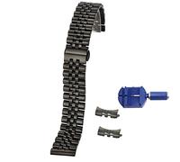 BOLEXA cinturino dell'orologio 2in1 Flat Curved End Semicircle Link Watch Strap 12 13 14 16 17 18 19 20 21 22mm Watch Band Stainless Steel Watchband (Color : Black, Size : 22mm)