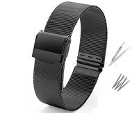 BOLEXA Cinturino dell'orologio Cinturino Semplice Femminile 12 13 14 15 16 17 18 19 20 22mm Bracciale in Metallo con Tendenza alla Moda (Color : Black, Size : 22mm)