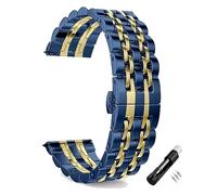 BOLEXA cinturino dell'orologio Watch Band 20mm 22mm Stainless Steel Quick Release Watchband Men Metal Wrist Bracelet (Color : Blue gold, Size : 22 mm)