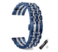 BOLEXA cinturino dell'orologio Watch Band 20mm 22mm Stainless Steel Quick Release Watchband Men Metal Wrist Bracelet (Color : Blue silver, Size : 20mm)
