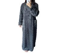 BOLEXA Pigiama Invernale in Pile Corallo da Donna, Camicia da Notte Lunga, Pigiama con Tasche, Indumenti Caldi e Spessi for la casa(Dark Gray,L)