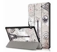 Boleyi Custodia Cover per SamsungGalaxy Tab A7 Lite Pollici, Ultra Lightweight Pelle con Funzione di Stand Flip Copertina Smart Case Cover,Retro Torre di Ferro