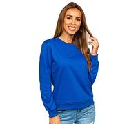 BOLF Donna Felpa Senza Cappuccio Maglia Manica Lunga Tempo Libero Sport Fitness Outdoor Basic Casual Style WB11002 Blu S [A1A]