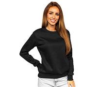 BOLF Donna Felpa Senza Cappuccio Maglia Manica Lunga Tempo Libero Sport Fitness Outdoor Basic Casual Style W01 Nero L [A1A]