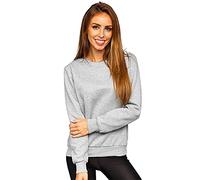 BOLF Donna Felpa Senza Cappuccio Maglia Manica Lunga Tempo Libero Sport Fitness Outdoor Basic Casual Style W01 Grigio L [A1A]