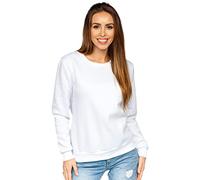BOLF Donna Felpa Senza Cappuccio Maglia Manica Lunga Tempo Libero Sport Fitness Outdoor Basic Casual Style W01 Bianco XL [A1A]