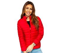 BOLF Donna Giacca mezza stagione Trapuntata Giubbino Piumino Cappuccio Cerniera a zip Tempo libero Sport Fitness Outdoor Basic Casual Style 1141 Rosso(scuro) L [D4D]