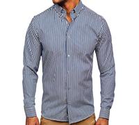 BOLF Uomo Camicia a Manica Lunga Camicetta Formale Elegante Quotidiana Tempo Libero Festa Classica Basic Slim Fit Casual Style 20726 Blu XL [2B2]