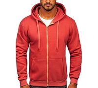 BOLF Uomo Felpa con Cappuccio Maglia a Zip Manica Lunga Classica Hoodie Tempo Libero Sport Fitness Outdoor Basic Casual Style 2008 Salmone XL [1A1]
