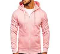 BOLF Uomo Felpa con Cappuccio Maglia a Zip Manica Lunga Classica Hoodie Tempo Libero Sport Fitness Outdoor Basic Casual Style 2008A Rosa(Chiaro) M [1A1]