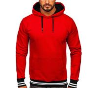 BOLF Uomo Felpa con Cappuccio Maglia Manica Lunga Classica Hoodie Tempo Libero Sport Fitness Outdoor Basic Casual Style 145369 Rosso M [1A1]
