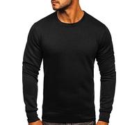 BOLF Uomo Felpa Senza Cappuccio Maglia Manica Lunga Tempo Libero Sport Fitness Outdoor Basic Casual Style 2001 Nero L [1A1]