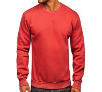 BOLF Uomo Felpa Senza Cappuccio Maglia Manica Lunga Tempo Libero Sport Fitness Outdoor Basic Casual Style 2001 Salmone L [1A1]