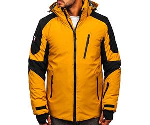 BOLF Uomo Giacca invernale da sci snowboard con cerniera e polsini del cappuccio per il tempo libero all'aperto 6576 Cammello S [4D4]