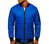 BOLF Uomo Giacca Mezza Stagione Giubbino Bomber Giacca Aviatore Da Baseball Collo Alto Cerniera Antivento Primaverile Sportiva Outdoor Quotidiana Stile Casual MY-02 Azzurro XL [4D4]