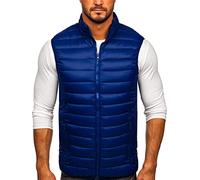 BOLF Uomo Gilet mezza stagione Autunnale Primaverile Trapuntato Cappuccio a zip Piumino Cerniera lampo Tempo libero Sport Fitness Basic Outdoor Style LY32 Blu scuro XL [4D4]