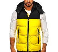 BOLF Uomo Gilet mezza stagione Autunnale Primaverile Trapuntato Cappuccio a zip Piumino Cerniera lampo Tempo libero Sport Fitness Basic Outdoor Style 1189 Giallo L [1U1]