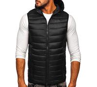 BOLF Uomo Gilet mezza stagione Autunnale Primaverile Trapuntato Cappuccio a zip Piumino Cerniera lampo Tempo libero Sport Fitness Basic Outdoor Style 13072 Nero XXL [1U1]