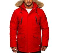 BOLF Uomo Giubbotto invernale Foderato con pelliccia sul cappuccio isolato Caldo inverno Autunno Tempo libero Stile Casual all'aperto quotidiano WX032A Rosso L [4D4]