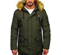 BOLF Uomo Giubbotto invernale Parka Foderato con pelliccia sul cappuccio isolato Caldo inverno Autunno Tempo libero Stile Casual all'aperto quotidiano 1795 Verde XXL [4D4]