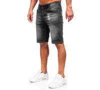 BOLF Uomo Pantaloni Corti Jeans Denim Strappati Bermuda Shorts Estivi Regular Fit Casual Style MP0277N Nero S [7G7]