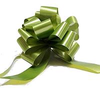 50 COCCARDE AUTOTIRANTI GRANFIOCCO NASTRO 3cm L.130 cm DIAM.12cm VERDE MUSCHIO