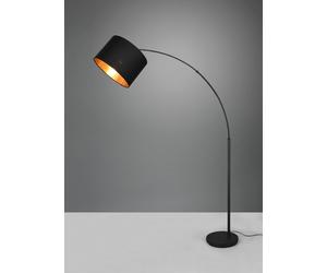 BOLIVIA PIANTANA METALLO NERO AD ARCO CON PARALUME NERO E ORO H. 171CM 1 LUCE ATTACCO E27