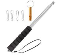 Boliyoooki Asta telescopica da 2,5 metri, asta per bandiera telescopica portatile, in acciaio inox, con manico antiscivolo, clip e asta pieghevole per campeggio, guida turistica, fissa (nero)