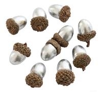 Bolla d'argento per ornamenti ghianda con asta per albero di Natale (A) | Decorazioni natalizie pastorali fai da te, a forma di pigna, decorazioni stagionali
