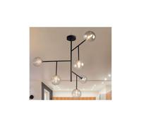 BOLLE 6 PLAFONIERA 6 LUCI MODERNA IN METALLO NERO O ORO OPACO CON SFERE IN VETRO