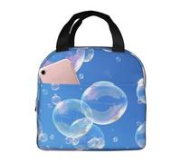 bolle cielo blu Borsa per il pranzo per donne uomini adulti isolata Lunch Box riutilizzabile a prova di perdite Lunch Tote Bags Grande Capacità Cooler Contenitore per alimenti Portatile Lunchbox per