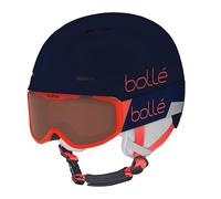 Bollé | COMBO - Casco e Maschera da sci | B-FUN JR e ROCKET | Blu e Rosso Opaco e Vermiglio Cat 2 | Small-Medium | Unisex | Bambini