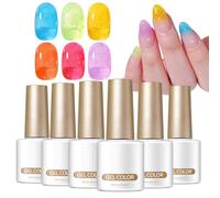 Bolle di Gel per Unghie,6 pezzi a lunga durata con effetto sfumato - Kit smalto gel semi-trasparente per donna | Per Principianti Professionisti Casa Matrimonio Spiaggia Viaggi Ufficio