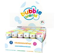 BOLLE SAPONE BUBBLE WORLD Party Box Display 36 Flaconi 60ml Originali Dulcop