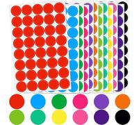 Bollini Adesivi Colorati 12 Colori 20mm Etichette Adesive Colorate Rotonde, 1440 Pezzi Stickers Rotondi Colorati a Punti Etichette per Scuola Calendario Ufficio-36 Fogli