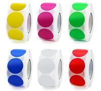 Bollini Adesivi Colorati Tondi Personalizzati 25mm Etichette Autoadesive 3000 Pezzi Cerchi Adesivi Colorati per Casa Ufficio Scuola Libri Prezzi Stickers Mappa 6 Rotolo (500 pezzi/Rotolo)